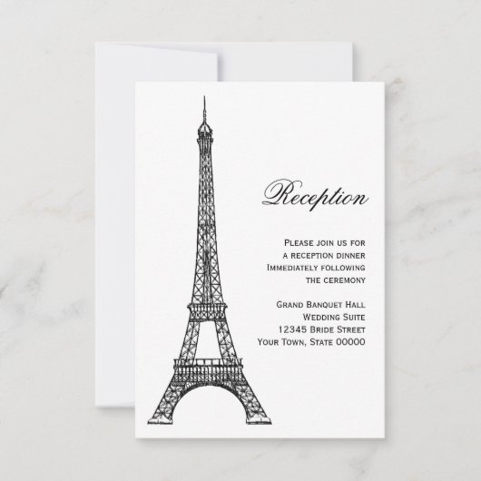 Parisian Eiffel Tower Black & White Reception Kaar Kaart (Voorkant)
