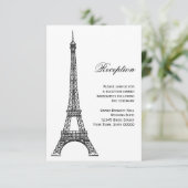 Parisian Eiffel Tower Black & White Reception Kaar Kaart (Staand voorkant)