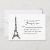 Parisian Eiffel Tower Wedding RSVP Aangepast Kaartje (Voorkant)