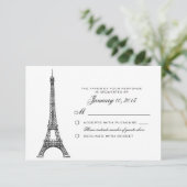 Parisian Eiffel Tower Wedding RSVP Aangepast Kaartje (Staand voorkant)