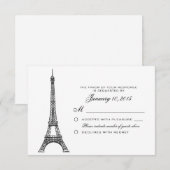 Parisian Eiffel Tower Wedding RSVP Aangepast Kaartje (Voorkant / Achterkant)