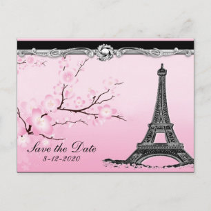 Parisian Eiffel Tower Wedding Save the Date Cards Aankondigingskaart