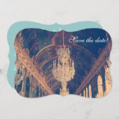 Parisian Elegant chandelier save the date (Voorkant / Achterkant)