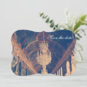 Parisian Elegant chandelier save the date (Staand voorkant)
