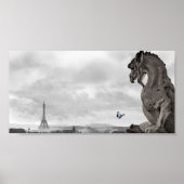 Parisian Gargoyle met blauwe vlinder, Poster (Voorkant)