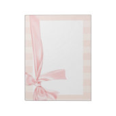 Parisian Girly Pink Stripes & Light Pink Bow Notitieblok (Gedraaid)
