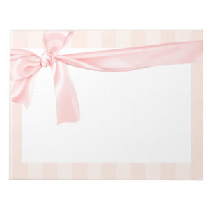 Parisian Girly Pink Stripes & Light Pink Bow Notitieblok