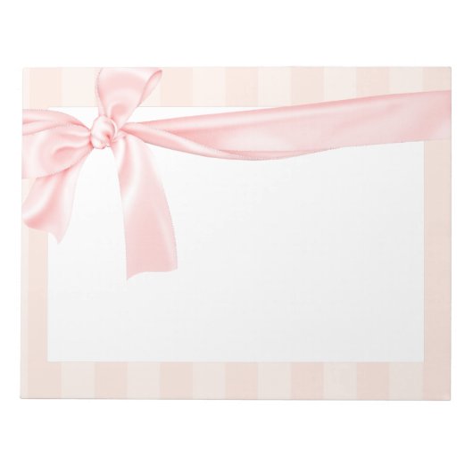 Parisian Girly Pink Stripes & Light Pink Bow Notitieblok (Voorkant)