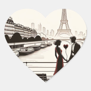 Parisian Love Whisper - Eiffeltoren Valentijnskaar Hart Sticker