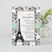 Parisian Mint en Black Bridal Shower Invitations Kaart (Staand voorkant)