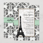 Parisian Mint en Black Bridal Shower Invitations Kaart (Voorkant / Achterkant)