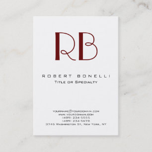 Parisian Modern Red Monogram White Visitekaartje