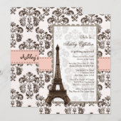 Parisian Pink Bridal Shower Invitations Kaart (Voorkant / Achterkant)