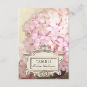 Parisian Pink Hydrangeas Tabel Nummer Plaats kaart