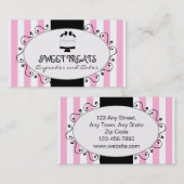 Parisian Pink Stripes Cupcake Cake Bakery Visitekaartje (Voorkant / Achterkant)