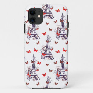 Parisian Romantic Paars Eiffeltoren Butterflies iPhone 11 Hoesje