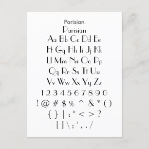 Parisian - Steekblad voor Zazzle-lettertype Briefkaart