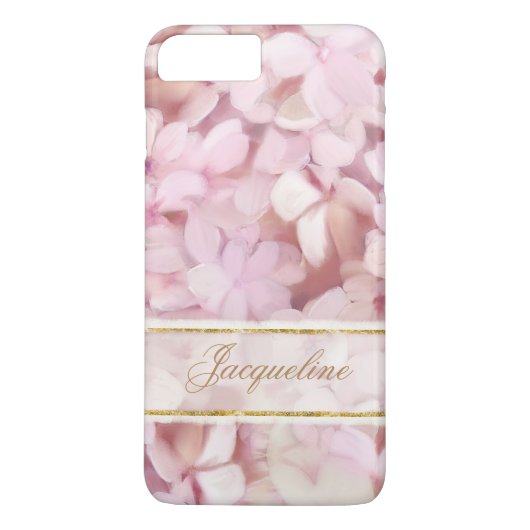 parisian Style Blush Pink Hydrangea Glitter Case-Mate iPhone Case (Achterkant)