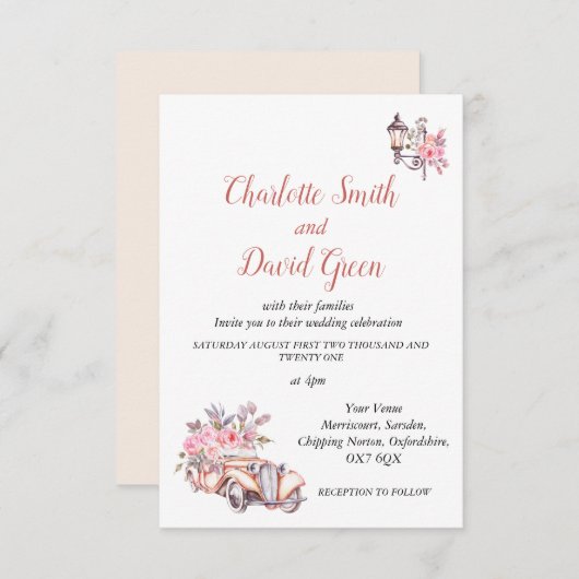 Parisian Style Wedding Invite (Voorkant / Achterkant)