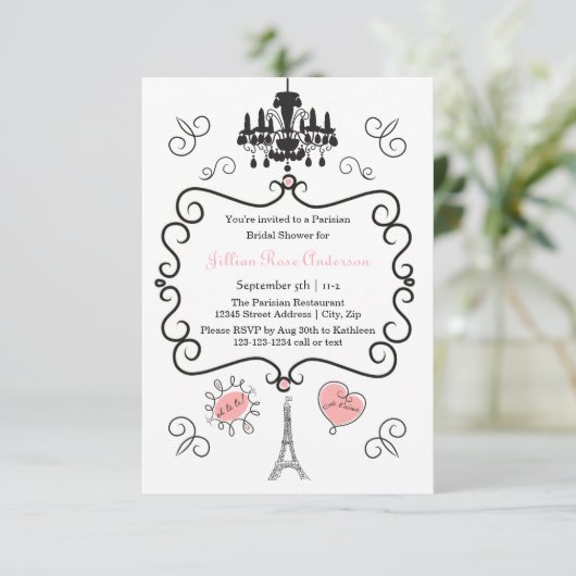 Parisian Thema - 3x5 Bridal Shower Uitnodiging (Staand voorkant)