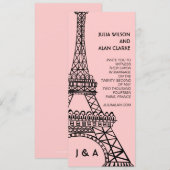 Parisian Wedding Invitation Eiffel Tower Pink Kaart (Voorkant / Achterkant)