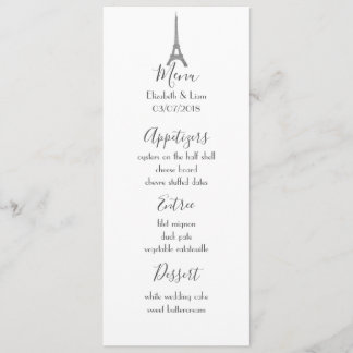 Parisian Wedding Menu
