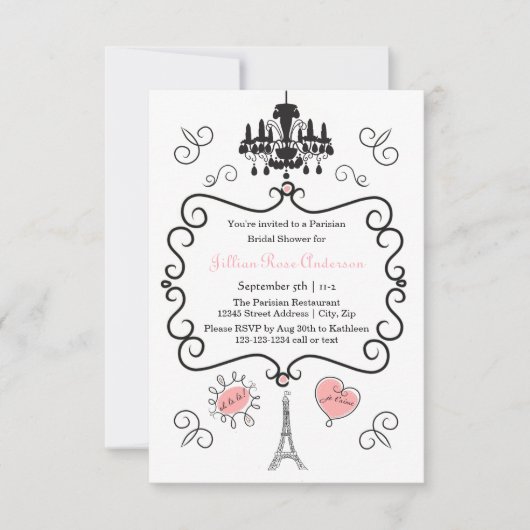 Parisien à thème - Invitation de douche nuptiale 3 (Devant)
