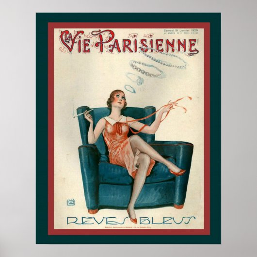 Parisienne Art Déco "anneaux fumés" 1929 Imprimer (Devant)