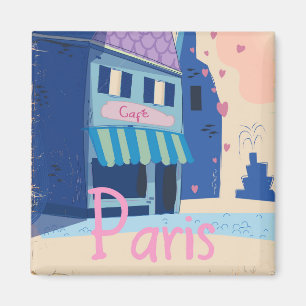 Parisstraat vintage cartoon magneet