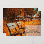 Park Bench Fall Leaves Wedding Invitations Kaart (Voorkant / Achterkant)