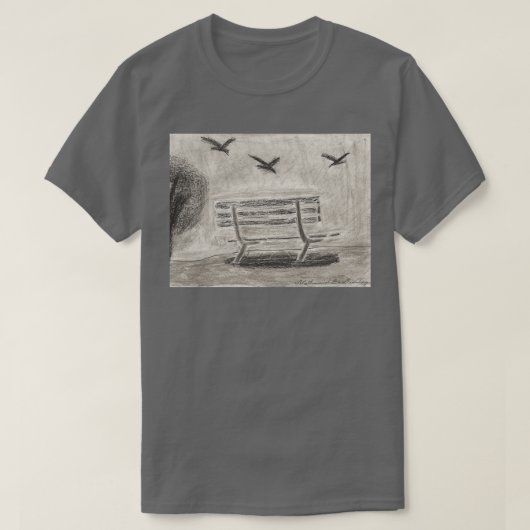 Park Bench-houtskool T-shirt (Design voorkant)