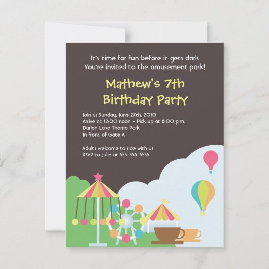 Park Birthday Invitation Kaart (Voorkant)