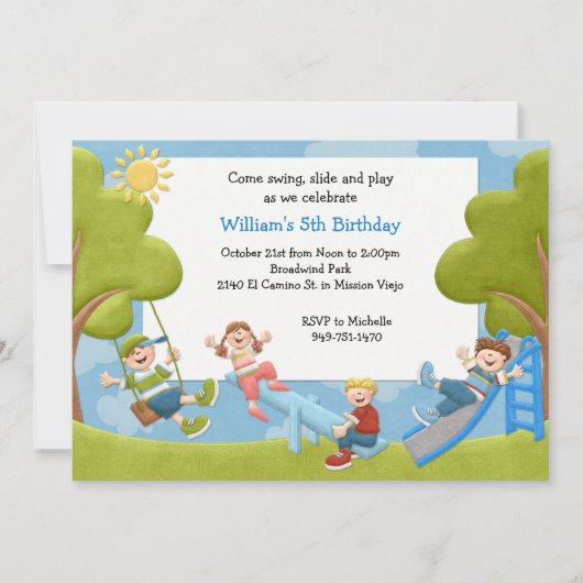 Park Birthday Party Invitation Kaart (Voorkant)
