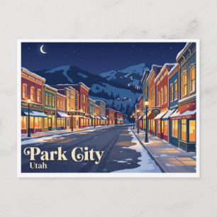 Park City Historische Main Street 's Nachts Utah Briefkaart