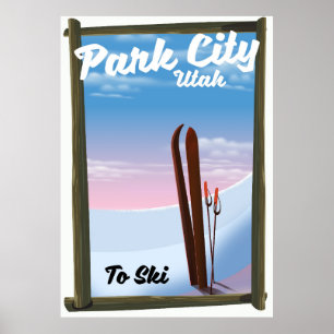 Park city Utah affiche de voyage de ski