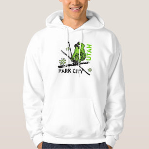 Park City Utah groene thema skiër jongens hoodie