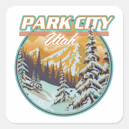 Park City Utah Reizen Logo Vierkante Sticker (Voorkant)