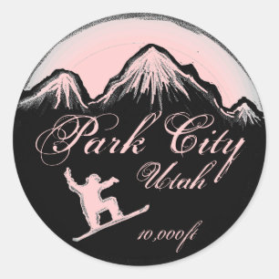 Park City Utah roze snowboard kunst stickers