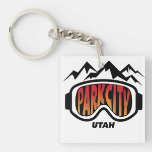 Park City Utah ski-ontwerp op acrylische sleutelha Sleutelhanger