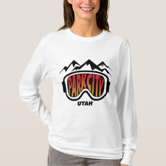 Park City Utah ski-ontwerp op t-shirt met lange mo