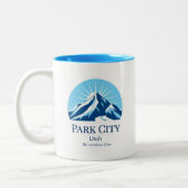 Park City Utah ski resort souvenir Tweekleurige Koffiemok (Links)