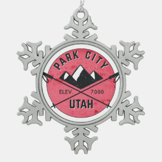 Park City Utah Skiing Ski Tin Sneeuwvlok Ornament