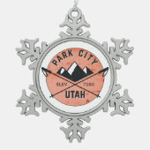 Park City Utah Skiing Ski Tin Sneeuwvlok Ornament (Voorkant)