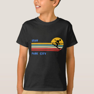 Park City Utah Skiing Skier Ski Retro Sun T-shirt