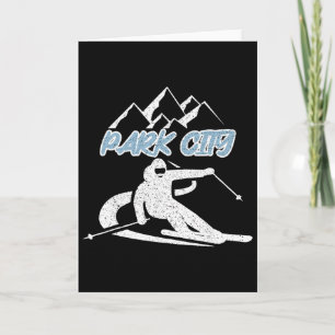 Park City Utah Sneeuwberg Skiën Skiloper Vintage Kaart