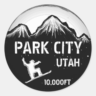 Park City Utah zwart wit snowboard kunst stickers