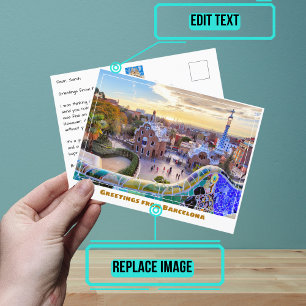 Park Guell Barcelona Spanje Modern Briefkaart