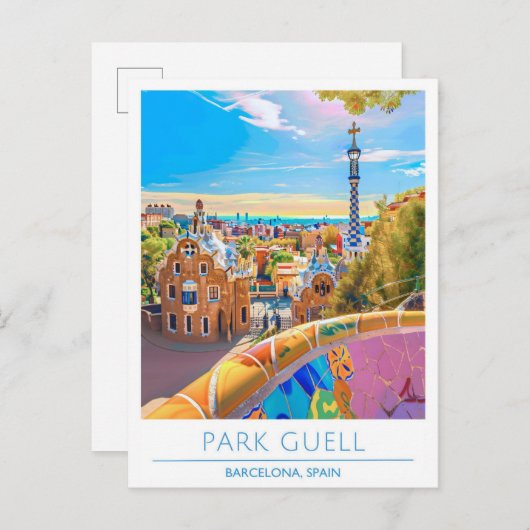 Park Guell Barcelona Spanje Reizen Briefkaart (Voorkant / Achterkant)