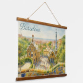 Park Güell in Barcelona Hangend Wandkleed (Gebogen)