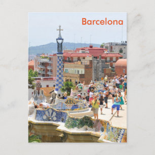 Park Guell in Barcelona, Spanje Briefkaart